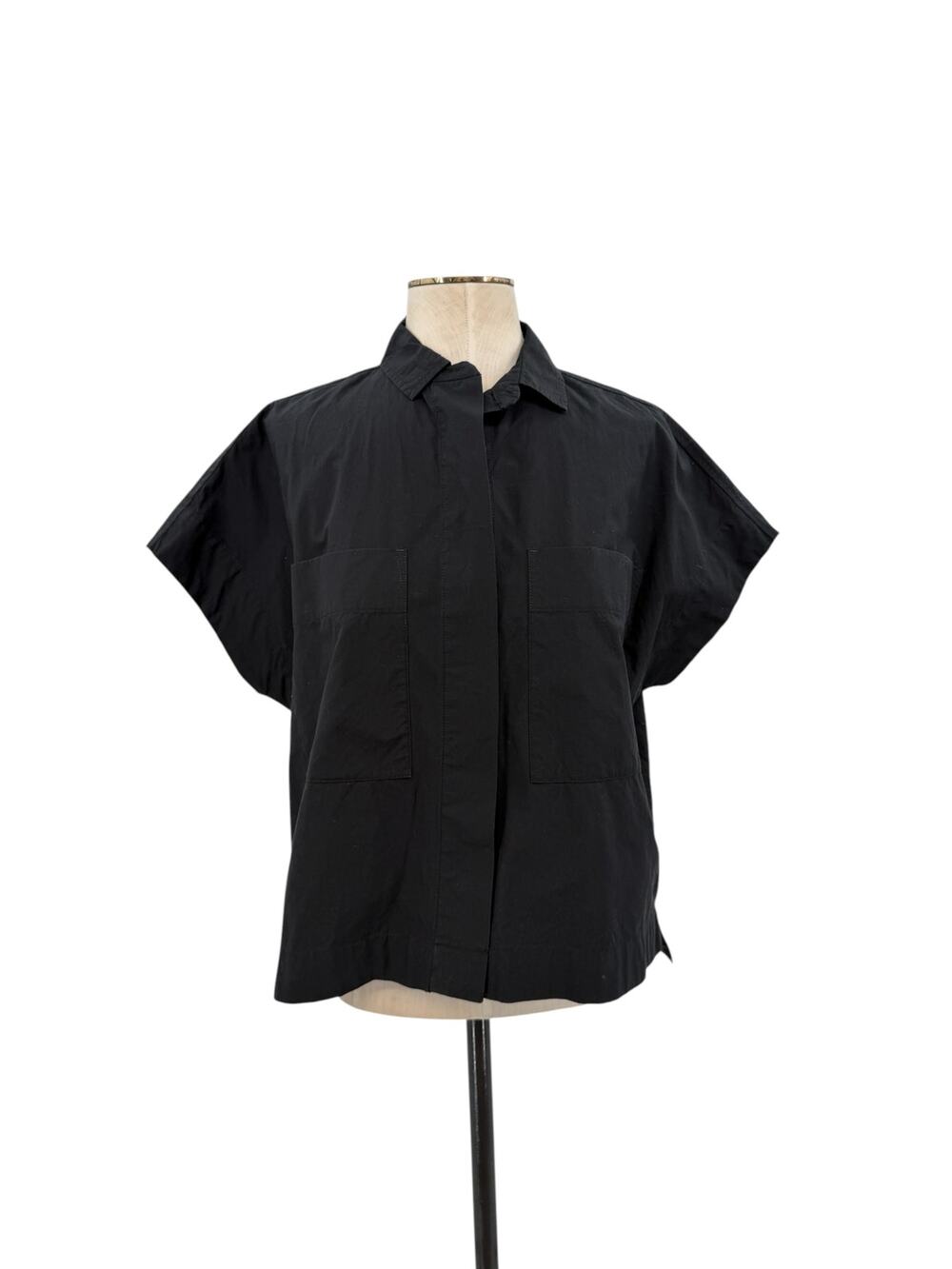 Everlane The Short-Sleeve Box Shirt Black Cotton Oversized Button Down Small